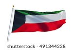 kuwait flag waving on white... | Shutterstock . vector #491344228