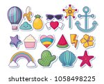 cute summer related icons | Shutterstock .eps vector #1058498225