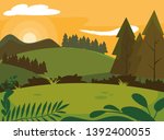 day landscape with pines trees... | Shutterstock .eps vector #1392400055