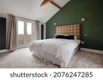 Small photo of Brockley Green, Suffolk, England - January 28 2020: Modern contemporary bedroom