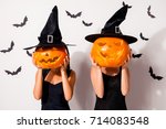 two huge carved handmade cutted ... | Shutterstock . vector #714083548