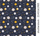 seamless pattern with moon ... | Shutterstock .eps vector #2143161985