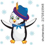 cute funny penguin with blue... | Shutterstock .eps vector #2173515545