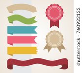 set of multicolored ribbons in... | Shutterstock .eps vector #760922122