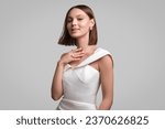 Small photo of The concept of women's jewelry. closeup rings, earrings and necklace modern elegant lifestyle accessories with copy space for text and background.