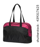 Small photo of black and pink duffel bag, handbag isolated on white background
