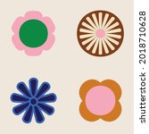 70s retro floral bundle set | Shutterstock .eps vector #2018710628