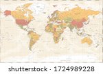 world map vintage political  ... | Shutterstock .eps vector #1724989228