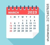 march 2023 calendar leaf  ... | Shutterstock .eps vector #2171607835