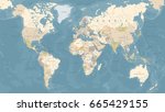 vintage world map   detailed... | Shutterstock .eps vector #665429155