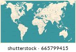 vintage world map   detailed... | Shutterstock .eps vector #665799415