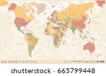 vintage world map and markers   ... | Shutterstock .eps vector #665799448