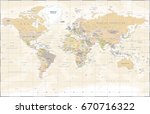 world map in vintage style.... | Shutterstock .eps vector #670716322