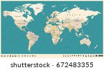 world map vector vintage. high... | Shutterstock .eps vector #672483355