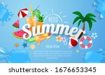 spring summer poster  banner ... | Shutterstock .eps vector #1676653345