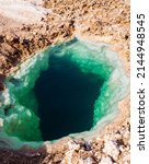 Small photo of Natural Salt water lake in desert. Oasis in Siwa, Egypt. Tourism spot in Egypt. Blue deep hole