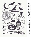 halloween vector set. hand... | Shutterstock .eps vector #1842201328
