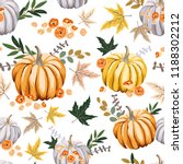 autumn orange pumpkins  flowers ... | Shutterstock .eps vector #1188302212