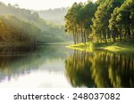pang ung , reflection of pine tree in a lake , meahongson , Thailand