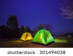 Camp In Forest At Night With...