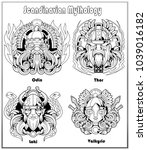 scandinavian mythology set of... | Shutterstock . vector #1039016182