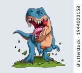 blue angry tyrannosaurus t rex  ... | Shutterstock .eps vector #1944023158