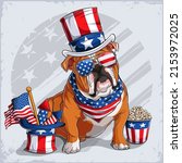 english bulldog dog in 4th of... | Shutterstock .eps vector #2153972025