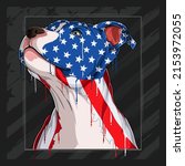 Pit Bull Dog Head With Usa Flag ...