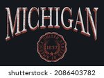 Vintage retro college varsity michigan state slogan print with emblem illustration for graphic tee t shirt or sweatshirt - Vector