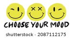 Vintage hand drawn crayon smiley face illustration print with slogan for graphic tee t shirt or sticker - Vector