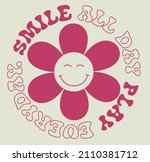 retro groovy smile slogan print ... | Shutterstock .eps vector #2110381712