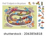 find 15 hidden objects in... | Shutterstock .eps vector #2063856818