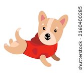 cute funny dog   in jacket runs.... | Shutterstock .eps vector #2160400285