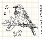 Hand Drawn Sparrow Bird Sitting ...