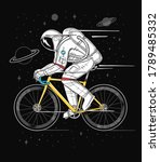 an astronaut riding bicycle in... | Shutterstock .eps vector #1789485332