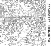 coloring page amsterdam line... | Shutterstock .eps vector #1868009332