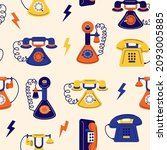 doodle phones pattern. seamless ... | Shutterstock .eps vector #2093005885