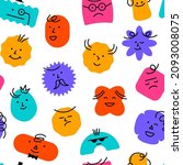 abstract comic face pattern.... | Shutterstock .eps vector #2093008075