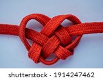 Owerri, Nigeria - February 10th, 2021: Shoelace knit into a heart shape in the depiction of love and marking of valentine.

