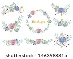 pastel bouquet set with flower  ... | Shutterstock .eps vector #1463988815