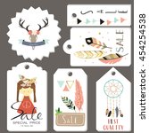 light gold pink tag sale with... | Shutterstock .eps vector #454254538