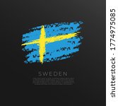 Flag Of Sweden In Grunge Brush...