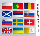 europe flag ribbon set   vector ... | Shutterstock .eps vector #417153922