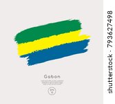 Flag Of Gabon In Grunge Brush...