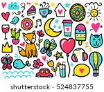 doodles cute elements. color... | Shutterstock .eps vector #524837755
