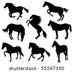 Set Of A Silhouette Of A Horse.