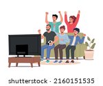 football fans  friends watching ... | Shutterstock .eps vector #2160151535