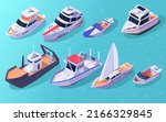 Set Of Yachts Isometric Icons....
