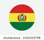 Bolivia Round Country Flag. Circular Bolivian National Flag. Plurinational State of Bolivia Circle Shape Button Banner. EPS Vector Illustration.
