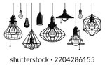 Set Of Geometric Loft Lamp ...